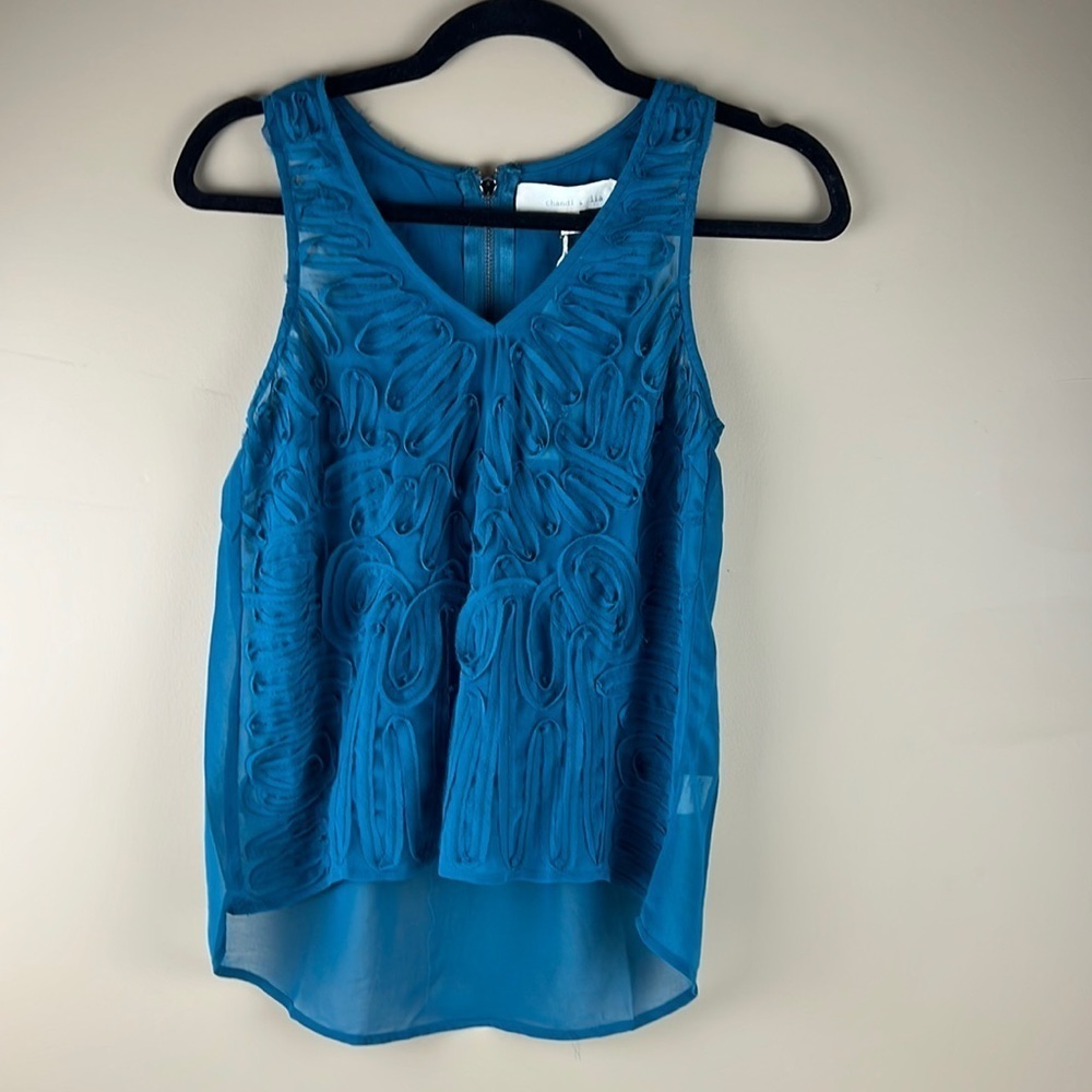 NWT ANTHROPOLOGIE Chandi & Lia Teal Sleeveless Embroidered Tank